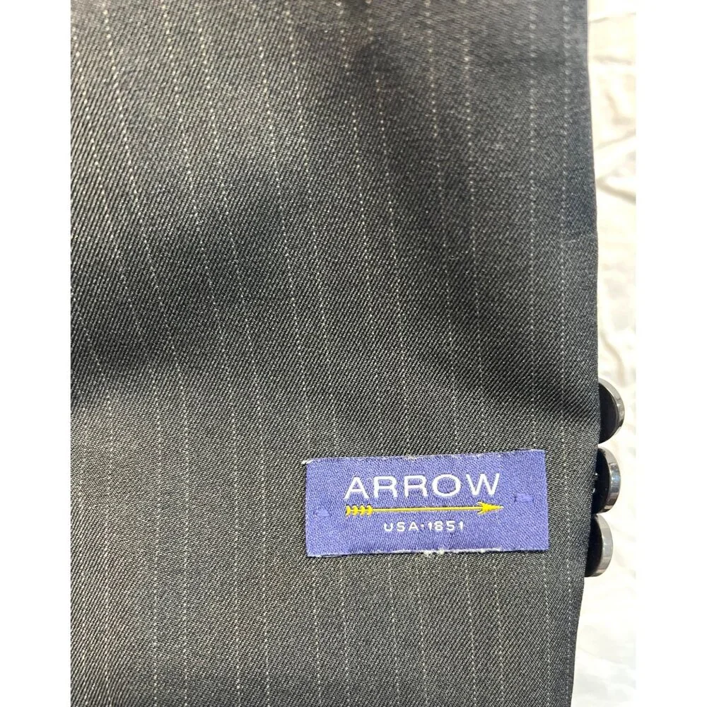 Arrow Men’s Pinstripe Blazer Suit Jacket Black Size 16 Regular (36”Chest)